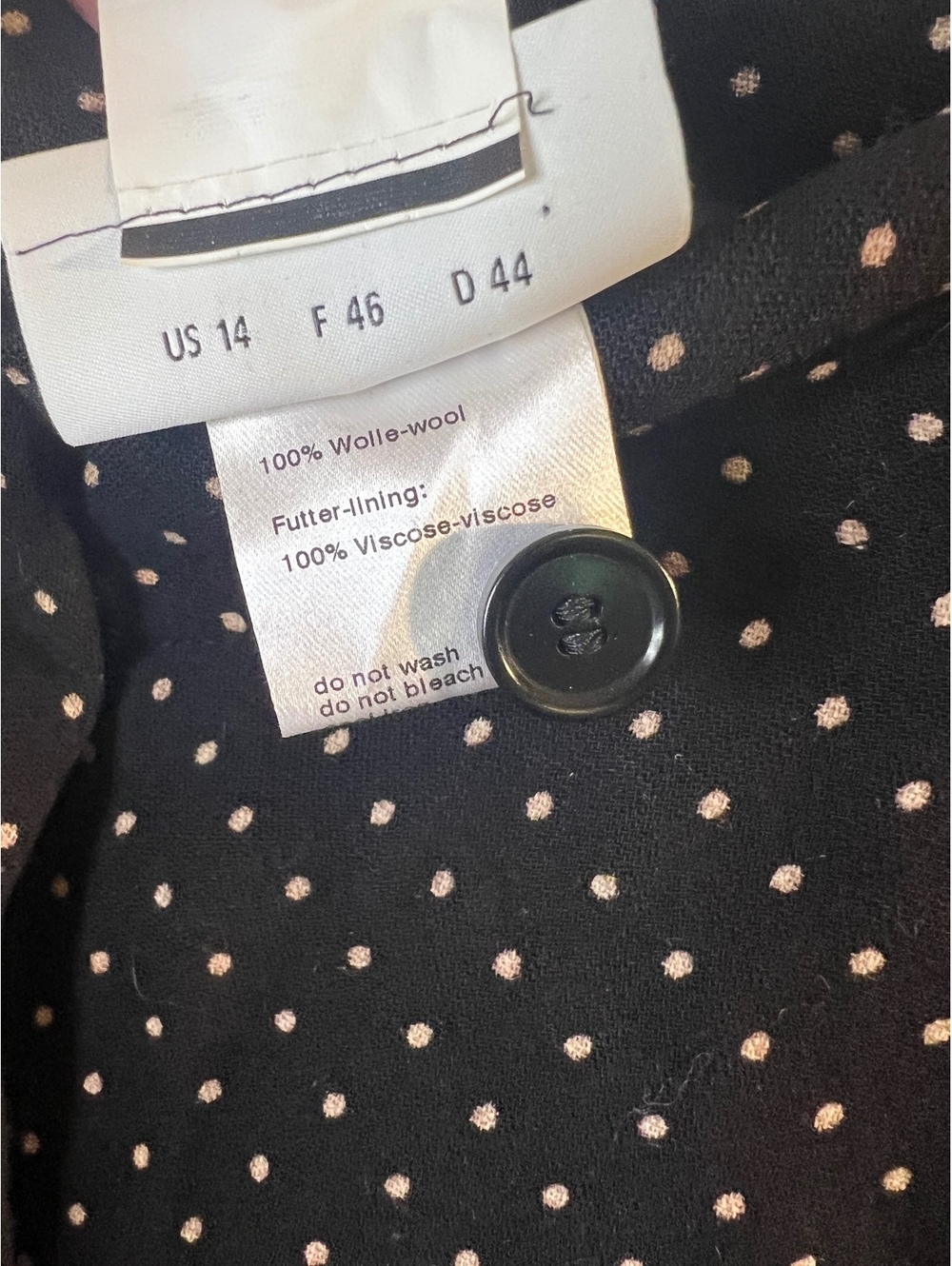 Akris Punto Black Polka Dot Wool Dress Pants 14 Tapered Elastic Ankle Pockets - Picture 3 of 9